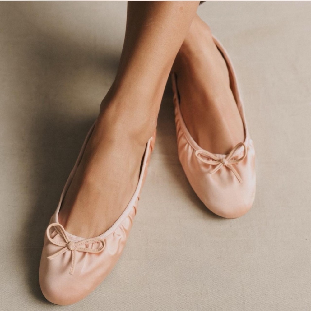 Sezane satin Ballet Flats in Blush Pink